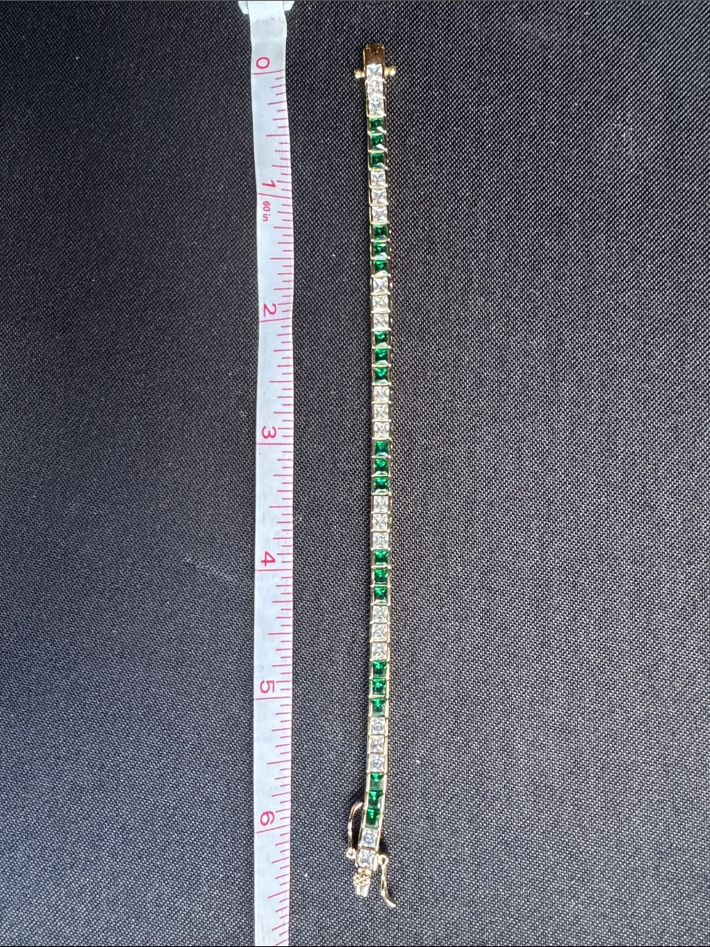 Dorsey princess cut rivière bracelet in white sapphire & emerald
